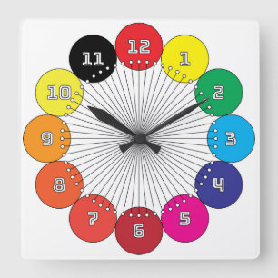 Kinderuhr farbig quadratische wanduhr