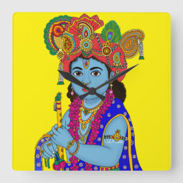 Kinderuhr Krishna an der Wand Quadratische Wanduhr