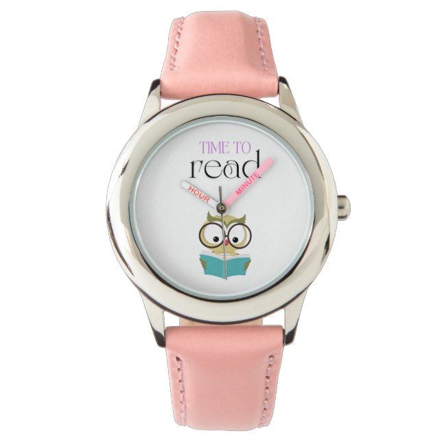 Kinderuhr mit Eule - "Time to Read"  Armbanduhr (Vorderseite)