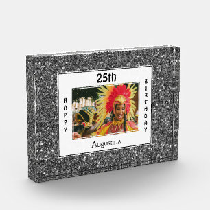 Kinderuhr mit silbernem Glitzerarmband JEDES ALT Fotoblock