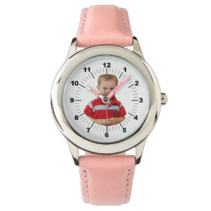Kinderuhr - Personalisiert - rosa nummeriert Armbanduhr