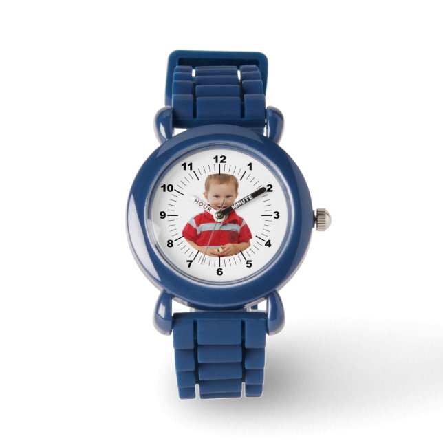Kinderuhr - Personalisiert - schwarz nummeriert Armbanduhr (Vorderseite)