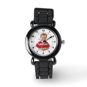 Kinderuhr - Personalisiert - Schwarzes Silikon Armbanduhr
