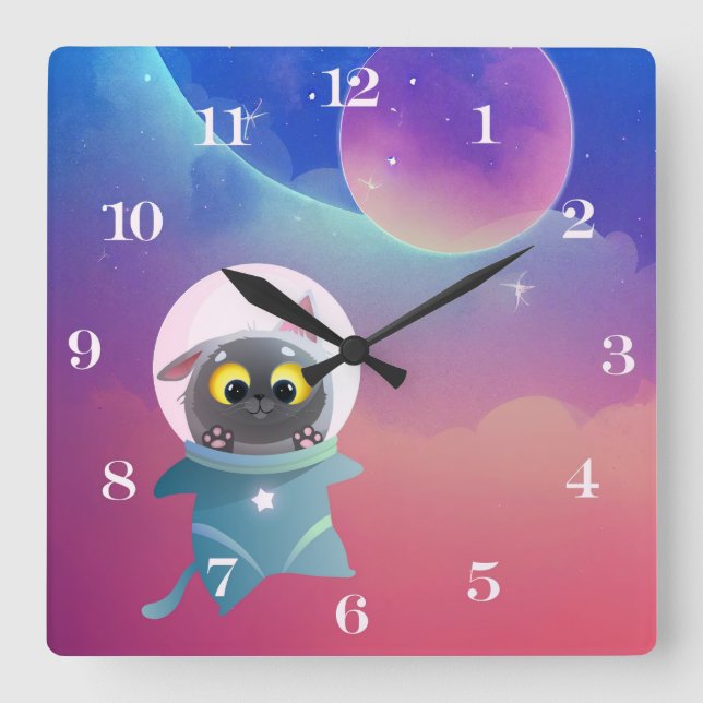 Kinderuhr Quadratische Wanduhr (Vorderseite)