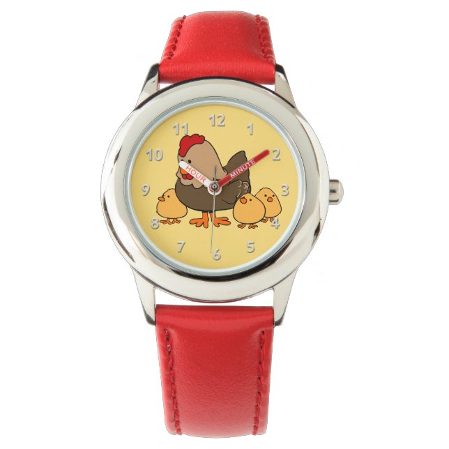 Kinderuhren für niedliche Hühner Armbanduhr (Vorderseite)