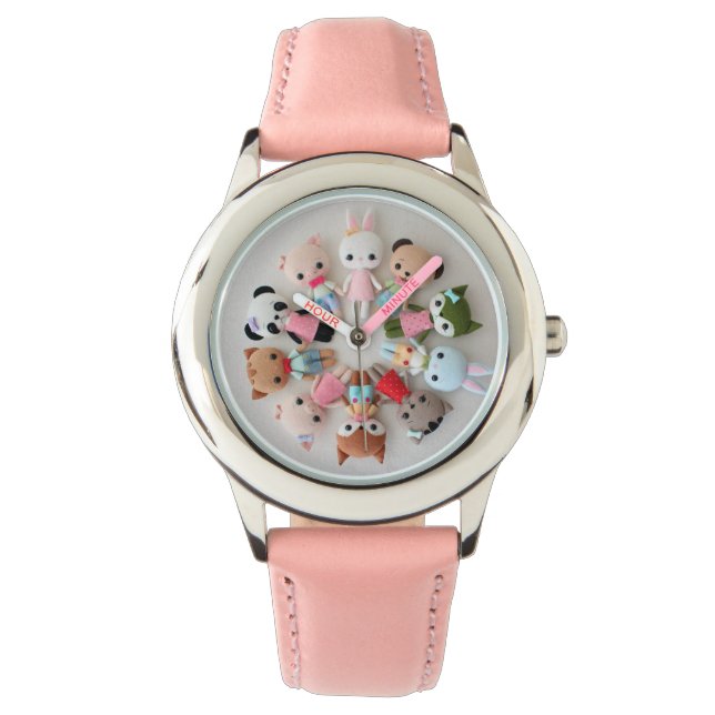 Kinderuhren - gestopfte Gesichtstiere Armbanduhr (Vorderseite)