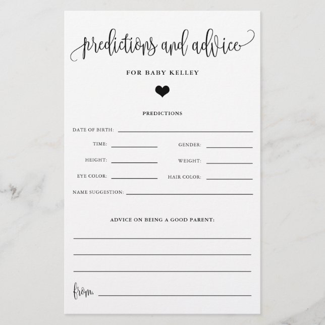 Kindervorhersage und Ratschläge, Kalligraphie, Pap Flyer (Vorne)