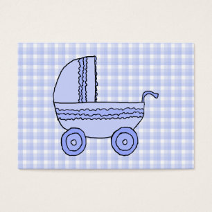 Kinderwagen. Hellblau auf Karo-Muster
