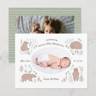 Kinderwald Bär Geburtsankündigung Postkarte