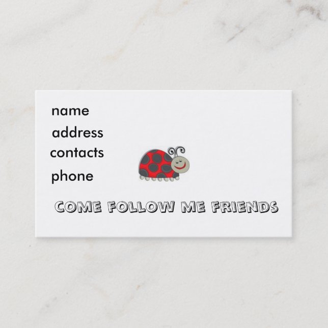 Kinderwanzen-Visitenkarte… Visitenkarte (Vorderseite)