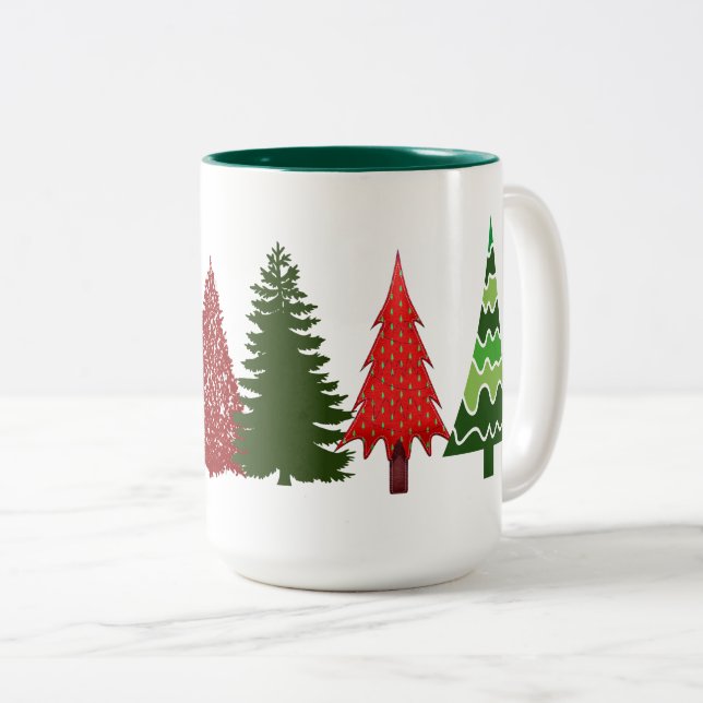 Kinderweihnachtsbäume Art Row Party Tasse (VorderseiteRechts)