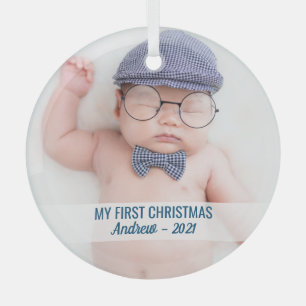Kinderweihnachtsfest mit dem Namen niedliches Foto Ornament Aus Glas