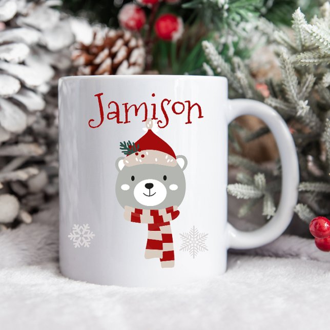 Kinderweihnachtsmugge Kaffeetasse (personalized kids mug, kids christmas mug, kids cute mug, kids cute christmas mug, reindeer hat)