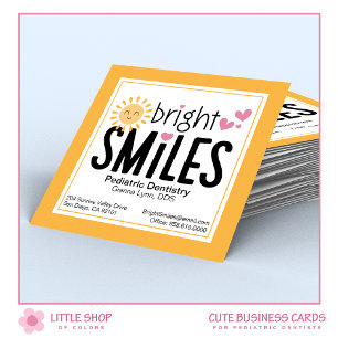 Kinderzahnarzt und Kieferorthopäde Bright Smiles Quadratische Visitenkarte