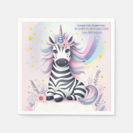 Kinderzebra Unicorn Rainbow Geburtstagsparty Serviette