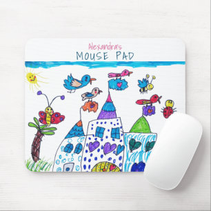 Kinderzeichnung, bunter süßer Burg Mousepad