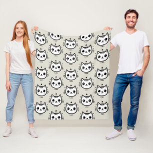 Kinderzeichnung Schwarz und Weiß Minimalistisc Fleecedecke