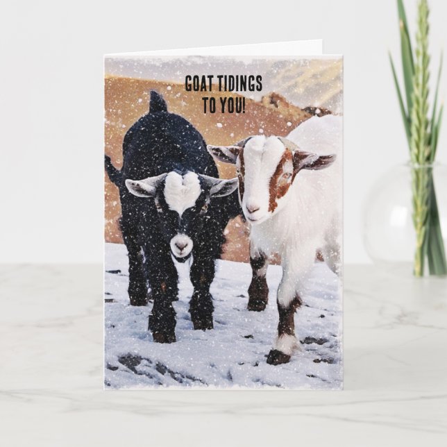 Kinderziegen Niedliche Fun Farm Weihnachtskarte (Vorderseite)