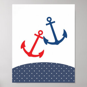 Kinderzimmer-Ankerdarstellung für nautische Themen Poster