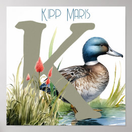 Kinderzimmer Art Duck Letter K Poster