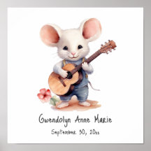 Kinderzimmer Art Mouse Gitarre spielen, Rechtshänd