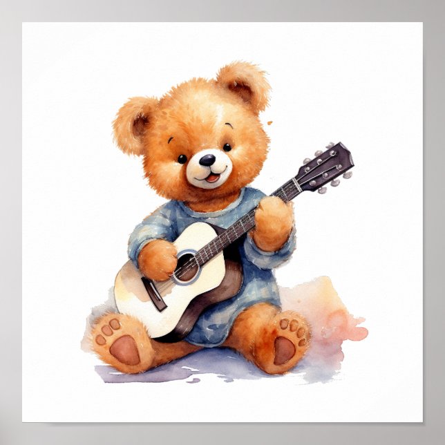 Kinderzimmer Art Poster Teddy Bären Gitarre rechts (Vorne)