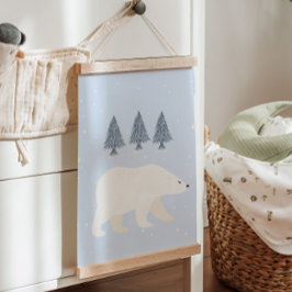 Kinderzimmer aus weißem Snow Winter-Polar Wandteppich Mit Holzrahmen