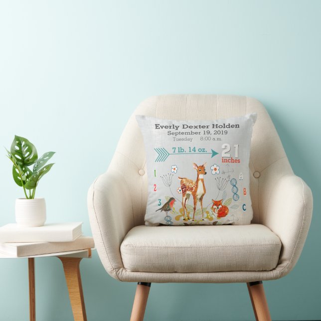 Kinderzimmer Baby Birth Stat Fox Deer Floral Arrow Kissen (Stuhl )