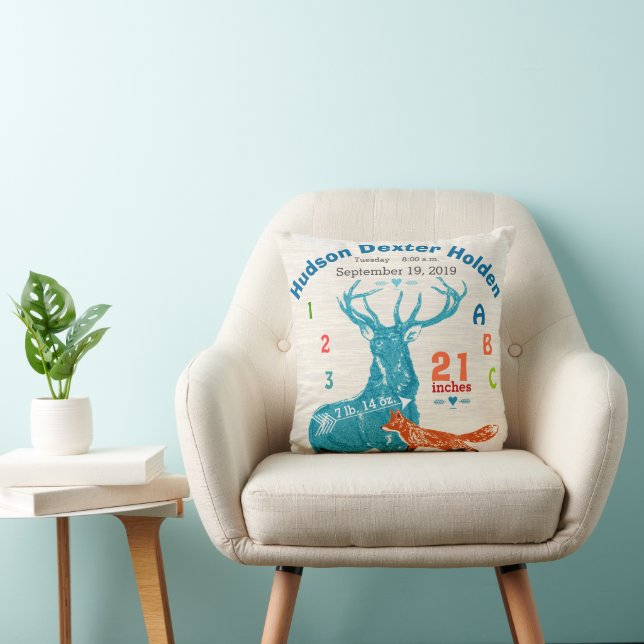 Kinderzimmer Baby Boy Birth Stat Fox Deer Arrow Kissen (Stuhl )