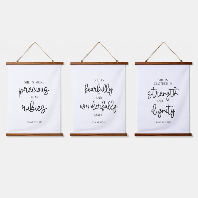 Kinderzimmer Bible Verse Hangband Set Wandteppich Mit Holzrahmen (Dreifach)