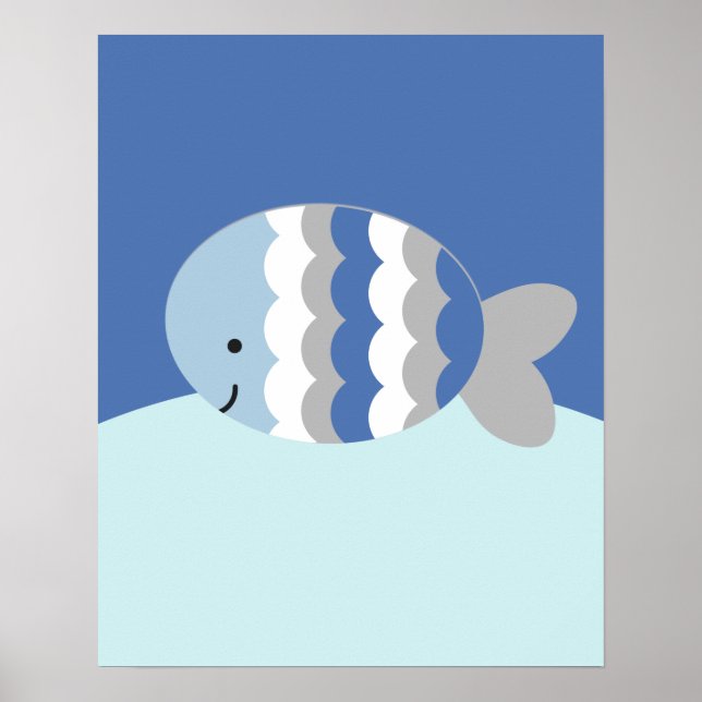 Kinderzimmer Blaue und graue Ozeane Leben Poster (Vorne)