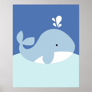 Kinderzimmer "Blauer und grauer Ozean Life Whale" Poster