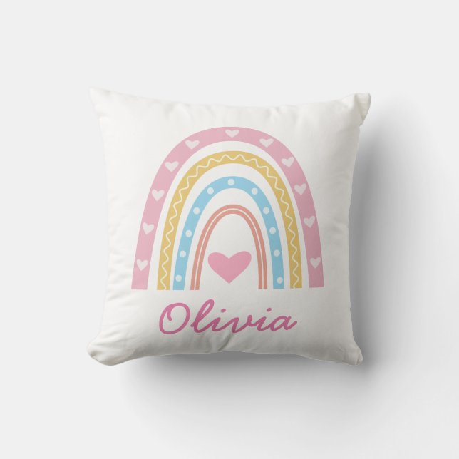 Kinderzimmer Boho Rainbow Name Modern Kissen (Vorderseite)
