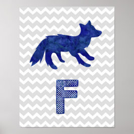 Kinderzimmer Dekoration Blue Fox Letter F Gray Zic