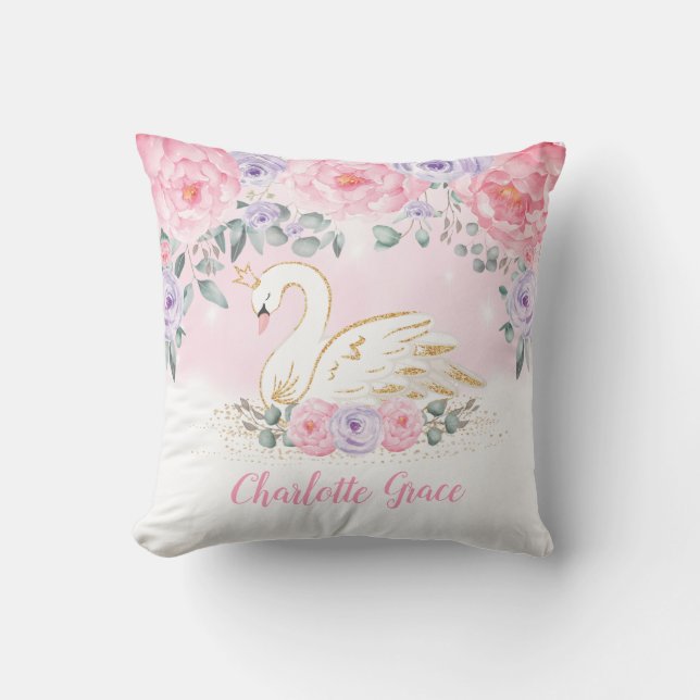Kinderzimmer-Dekoration des magischen Floral Swan  Kissen (Vorderseite)