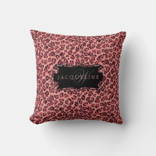 Kinderzimmer-Dekoration in Pink Black Leopard Girl Kissen