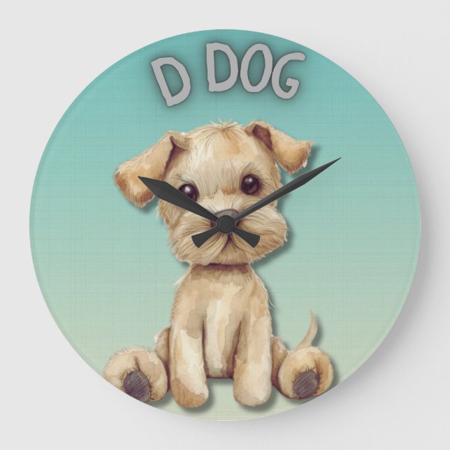Kinderzimmer-Design: Hund- und D-Hund-Akzent Große Wanduhr (Vorderseite)