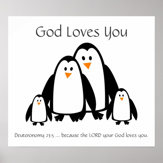 Kinderzimmer-Drehbuch, Gott-Lieben Sie Pinguin Fam Poster (Vorne)