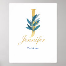 Kinderzimmer-Druck Name, Buchstabe J, Babyzimmer-W