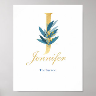 Kinderzimmer-Druck Name, Buchstabe J, Babyzimmer-W Poster