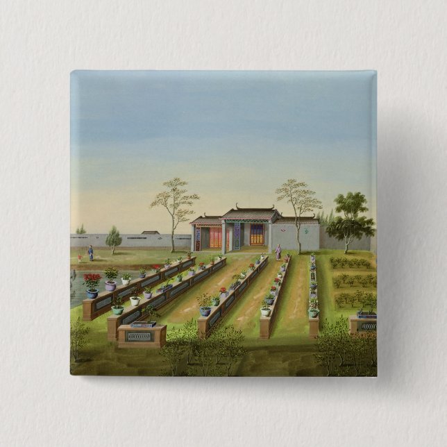 Kinderzimmer-Garten, c.1820-40 (w/c auf Papier) Button (Vorderseite)