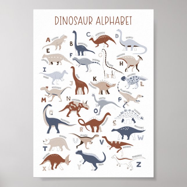 Kinderzimmer Gender Neutral Dinosaurier Alphabet Poster (Vorne)