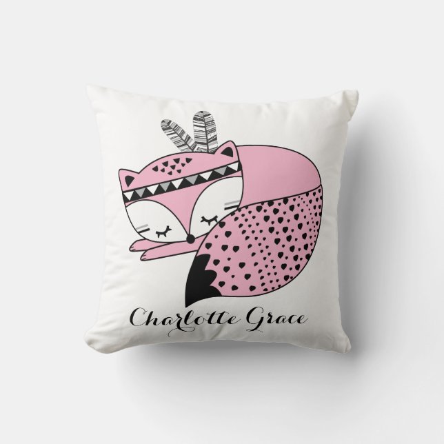 Kinderzimmer-Geschenk rosa BabyFox Stammes- Kissen (Vorderseite)