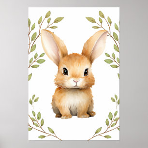 Kinderzimmer "Grünes Kaninchen-Waldtiere" Poster