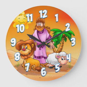 Kinderzimmer "Jesus Cartoons wall" Große Wanduhr