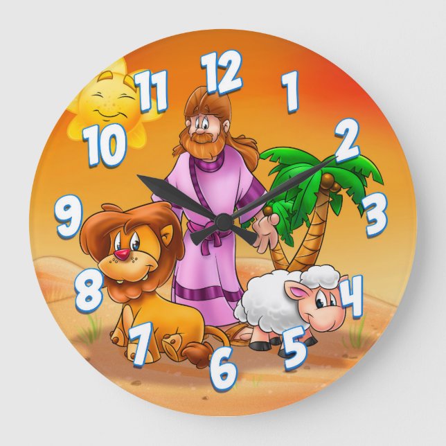 Kinderzimmer "Jesus Cartoons wall" Große Wanduhr (Vorderseite)