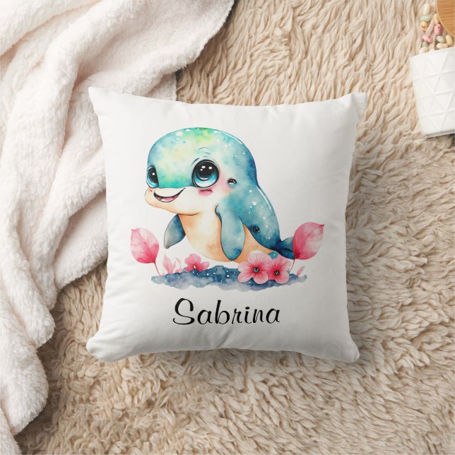 Kinderzimmer Kids Room Dolphin Wasserfarbe Kissen (Decke)
