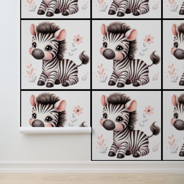 Kinderzimmer Kid's Room Zebra Kawaii Tapete (Anwendung)