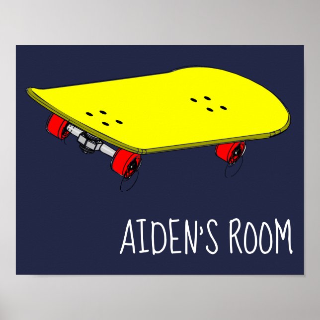 Kinderzimmer Kunst Gelbe Skateboard cool Teenager Poster (Vorne)