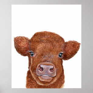 Kinderzimmer Kunst Rote Highland Kuh Kalb Poster